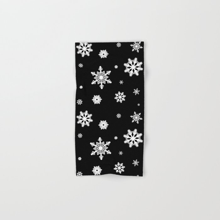 Snowflakes | Black & White Hand & Bath Towel