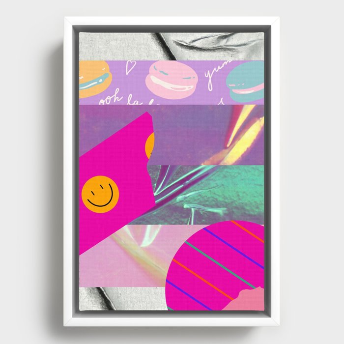 Pink Washi Tape Design  Framed Canvas