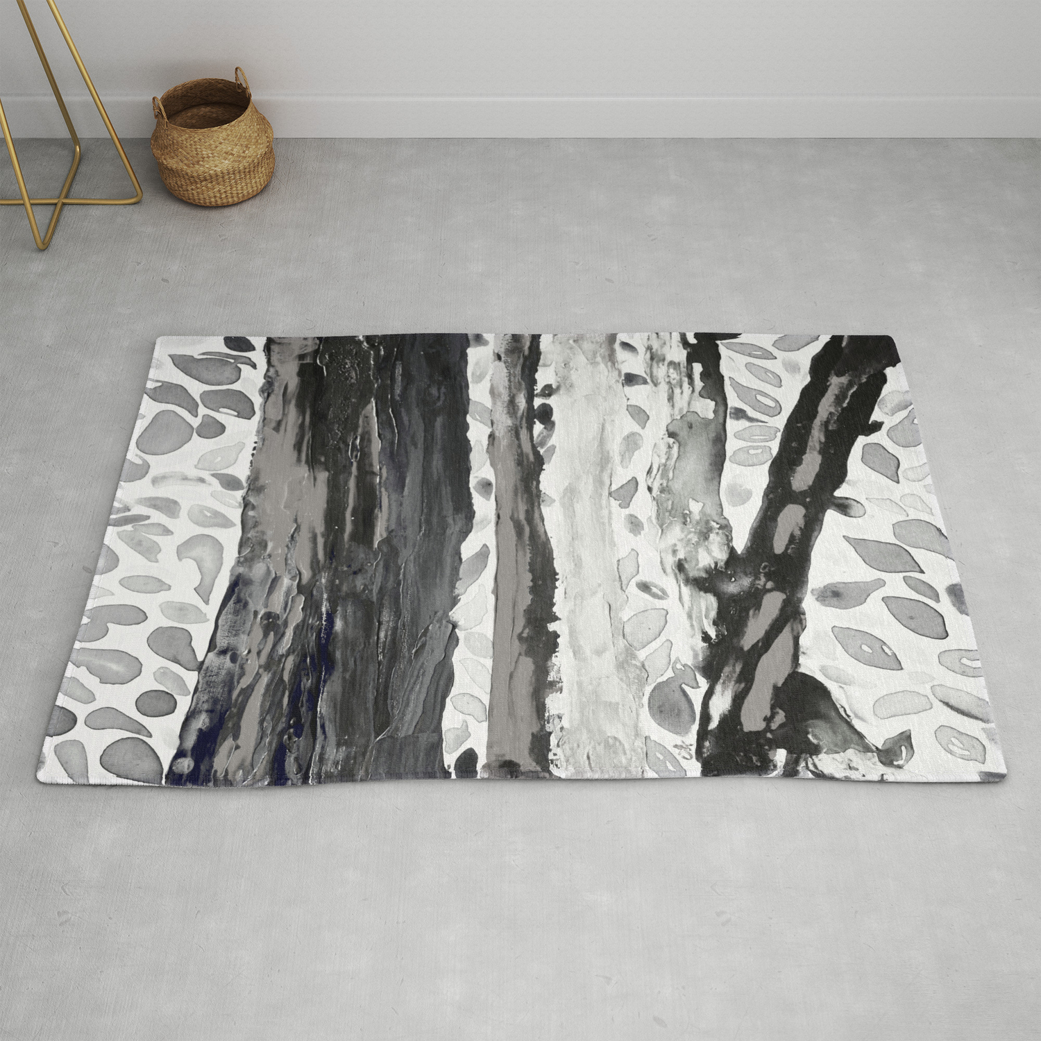 Rainbow Eucalyptus Graffiti Artist Tree From Shedding Bark South Pacific Black And White Night Rug By Anoellejay