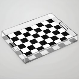 Traditional Black And White Chequered Start Flag Acrylic Tray