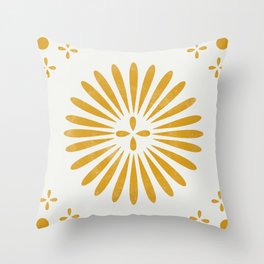 Happy Sunshine - yellow art, sunshine, boho art, bohemian, tile, home decor, yellow, yellow art print Throw Pillow