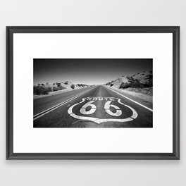 "Route 66" Black And White Fine Art Photography Print Of Route 66 Framed Art Print