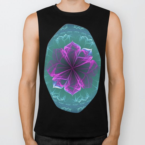 Ornate Blossom in Fuchsia Biker Tank