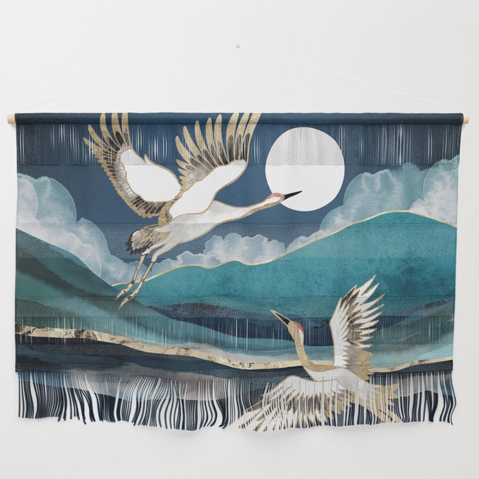 Midnight Cranes Wall Hanging