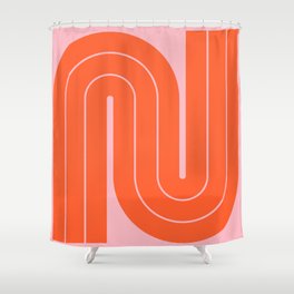 Retro Geometric Double Arch Gradated Design Orange and Pink Shower Curtain
