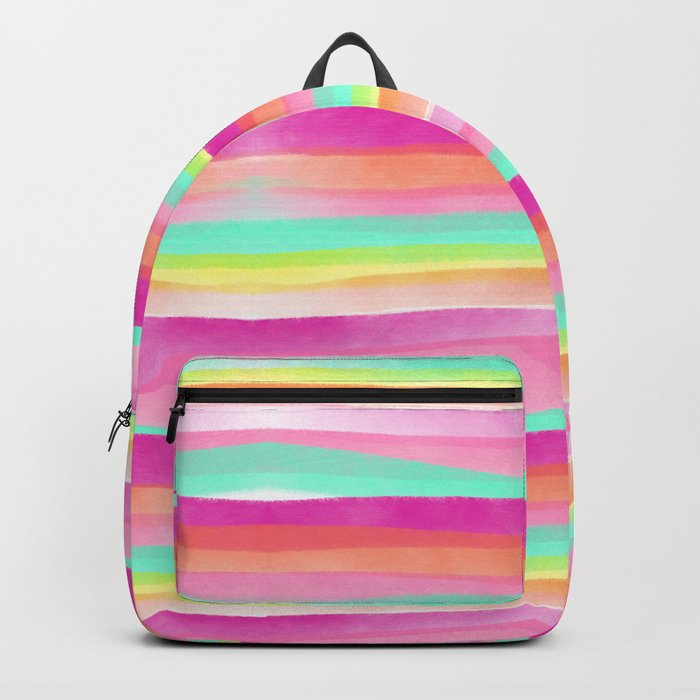 Modern bright pastel pink turquoise yellow rainbow hand painted