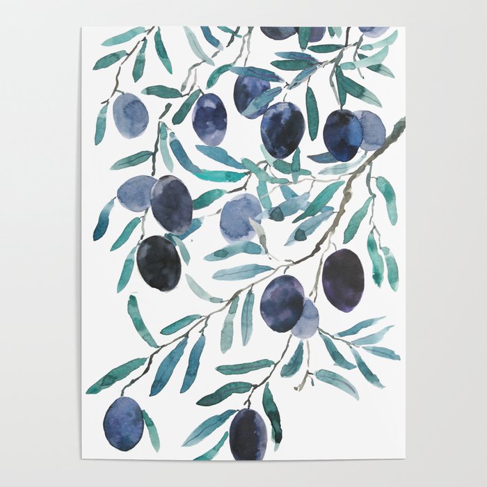 black olive watercolor 2018 Poster