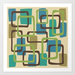 Mid Century Modern Overlapping Squares Pattern 125 Art Print