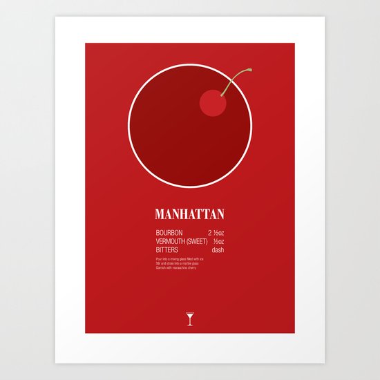 Manhattan Cocktail Recipe Poster (Imperial) Art Print