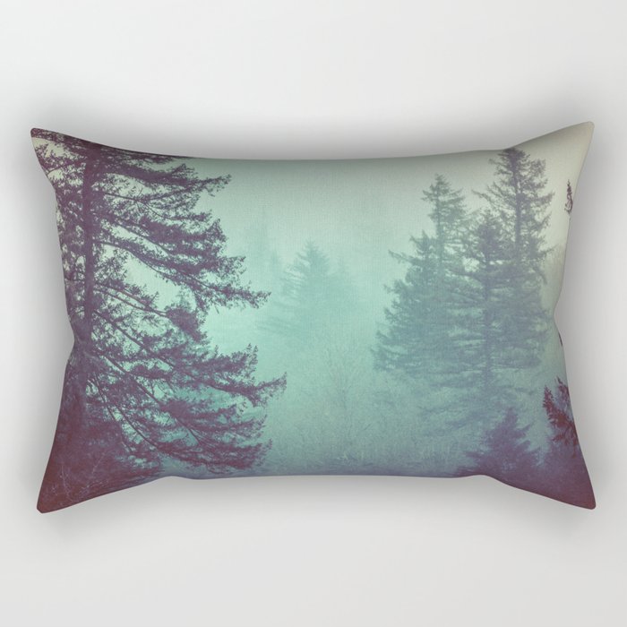 Forest Fog Fir Trees Rectangular Pillow