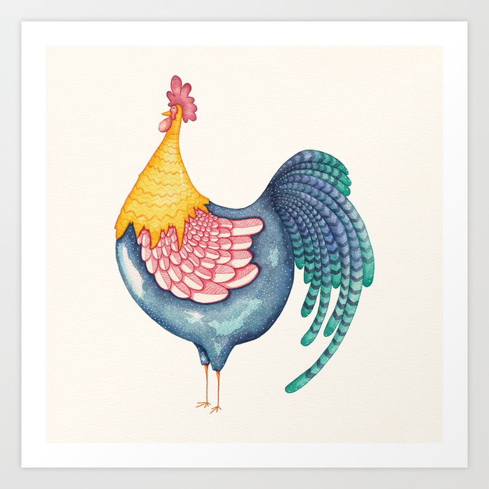 Gala Rooster Art Print