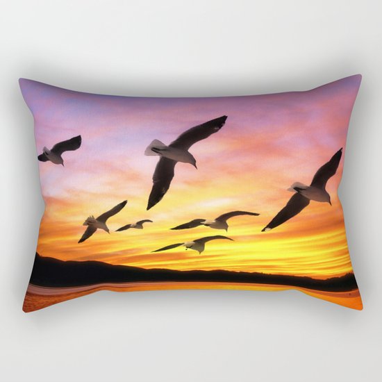 Seagull Sunset Rectangular Pillow
