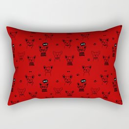 Red and Black Hand Drawn Dog Puppy Pattern Rectangular Pillow
