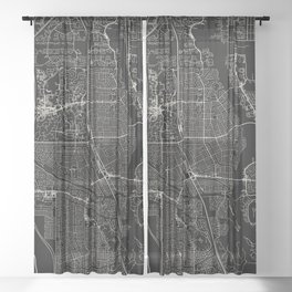 USA, Port St. Lucie - Black and White City Map Sheer Curtain