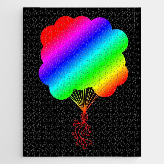 Rainbow Party Balloons Silhouette Jigsaw Puzzle