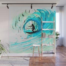 Surfer in blue Wall Mural