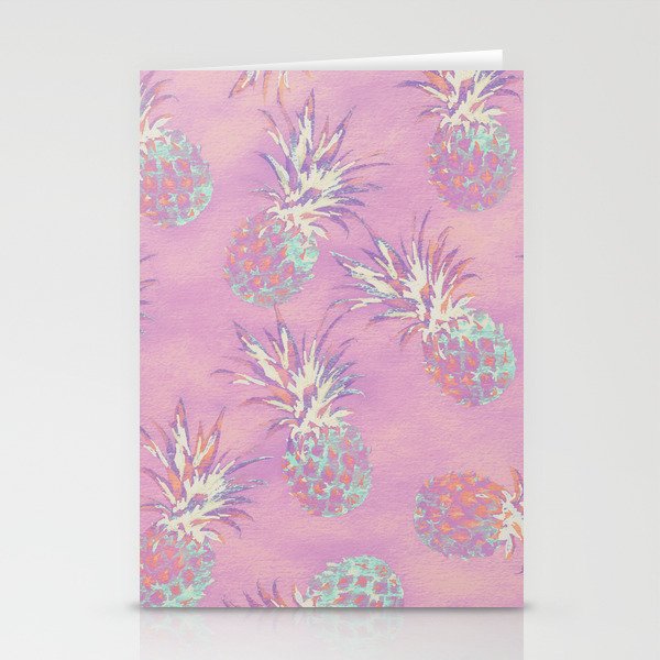 Pink Pineapple Pattern Stationery Cards