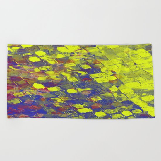 Take The First Step - Abstract, blue and yellow pattern Beach Towel