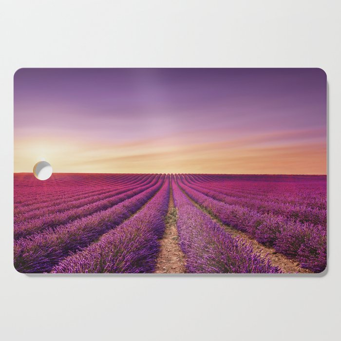 Lavender flowers field in bloom. Provence Cutting Board