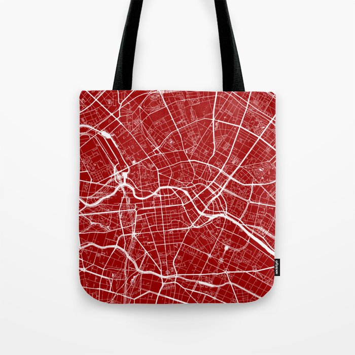 Berlin, Germany, City Map - Red Tote Bag