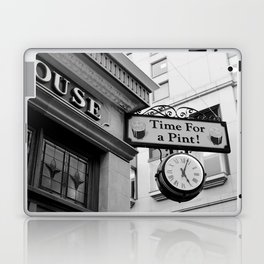 Time for a beer, vintage bar sign in black and white | Moment of relax Laptop Skin