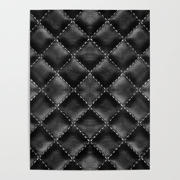Quilted black leather pattern, bag design Poster