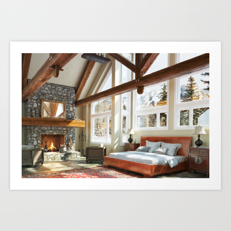 Rustic Cabin Bedroom Art Print By Digitalstorm Society6