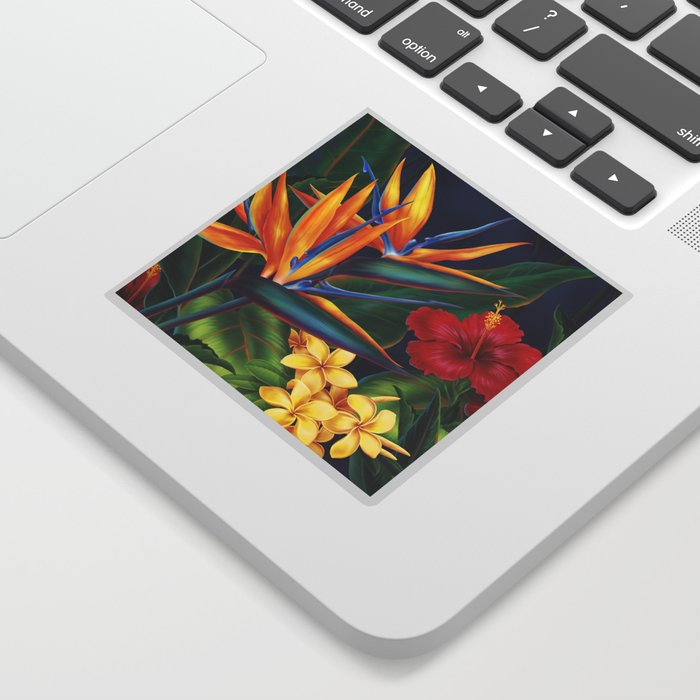Tropical Paradise Hawaiian Floral Illustration Sticker