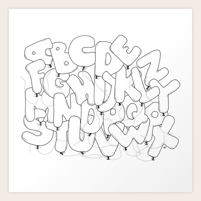 Balloon party letters Art Print by vanKlaas Draws | Society6