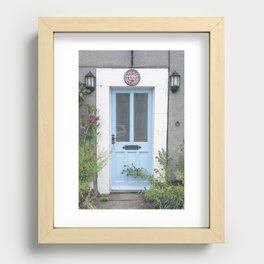 The light blue door Meri Cottage art print - English countryside travel photography Recessed Framed Print