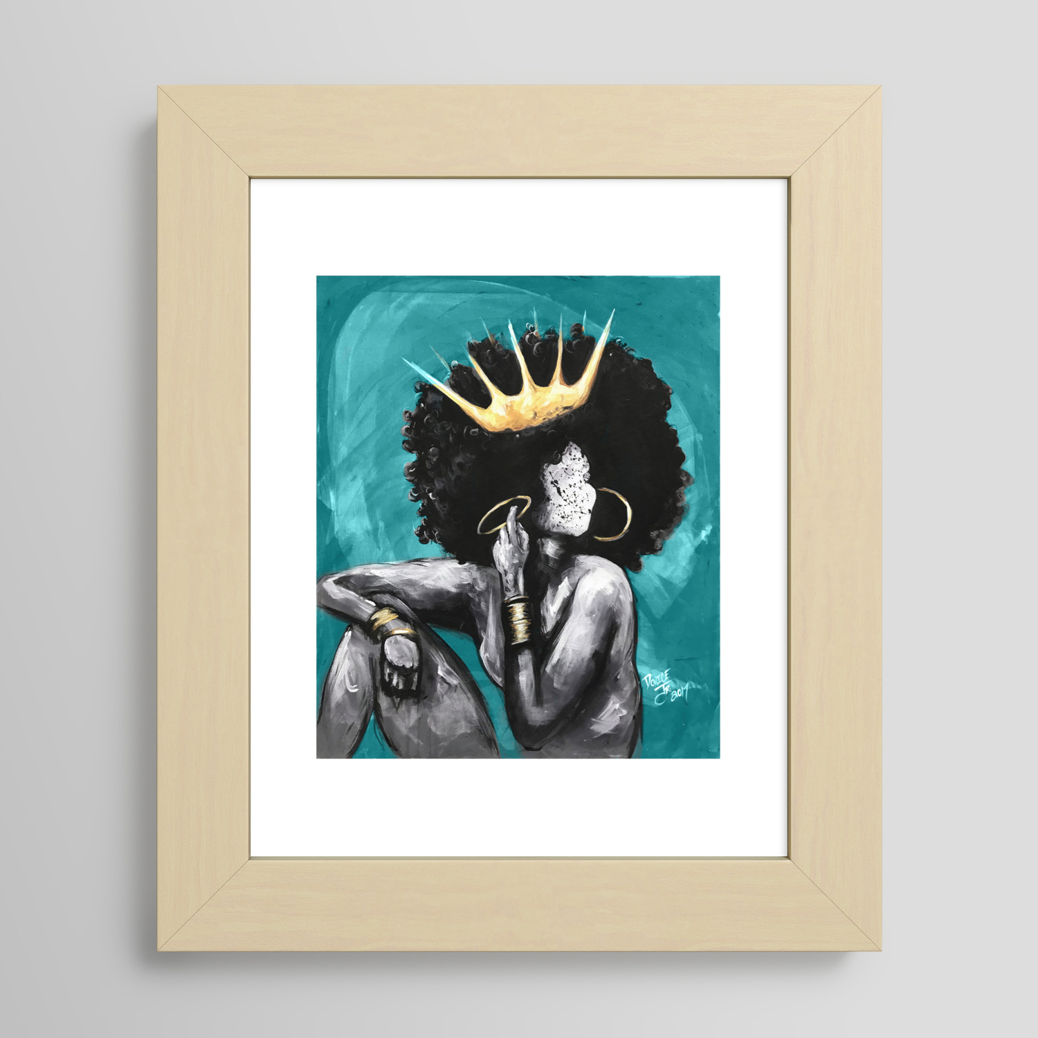 Naturally Queen VI TEAL Framed Art Print