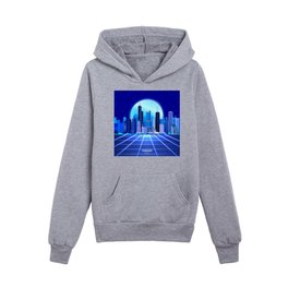 Chicago Cityscape Retrowave Kids Pullover Hoodies