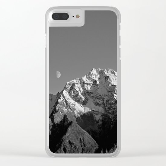 Moon Over Pioneer Peak B&W Clear iPhone Case