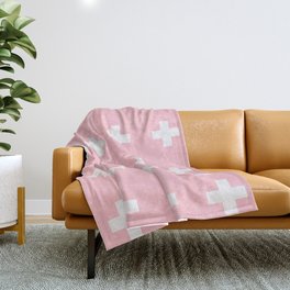 Medium Swiss Cross Pink Pattern Throw Blanket