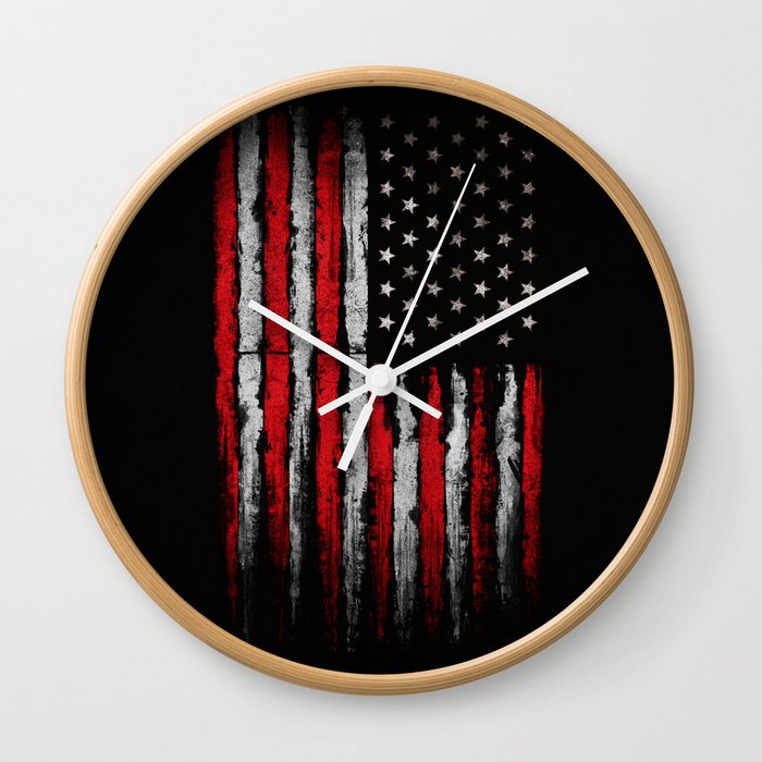 Red White Grunge American Flag Wall Clock By Mydream Society6