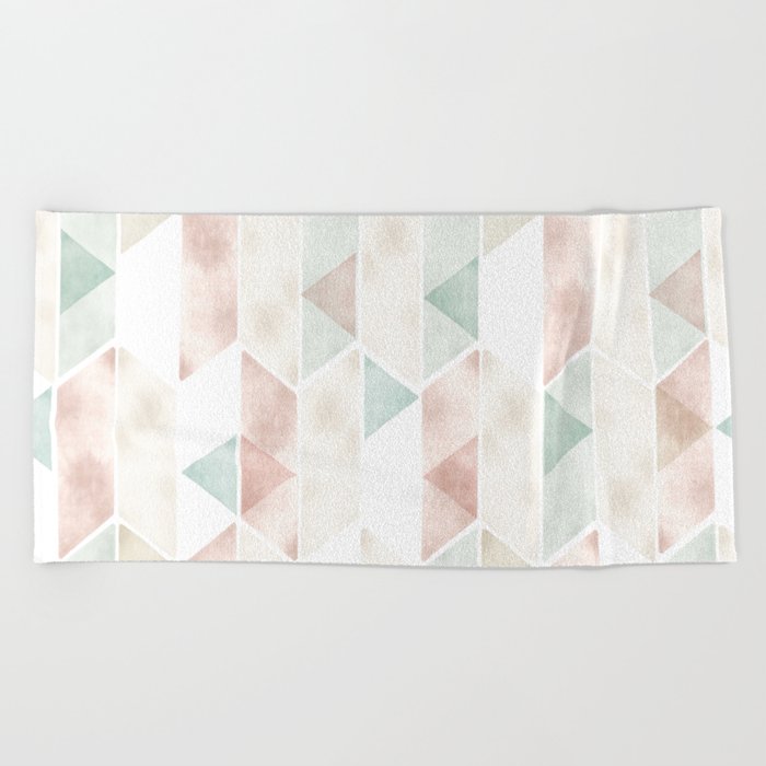 Geometric Pastel Art Deco Triangles Beach Towel