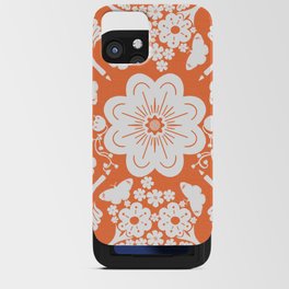 Retro Modern Butterflies And Flowers Silhouette Bandana Orange iPhone Card Case