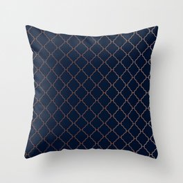 Navy blue and copper seamless pattern Throw Pillow