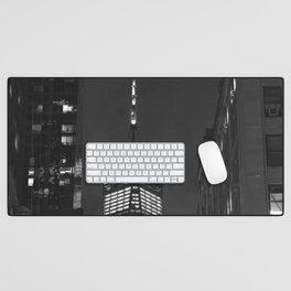 Night Views in NYC | Black and White Travel Photography | New York City Desk Mat