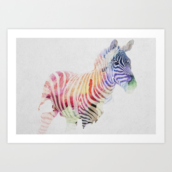 Colourful Zebra Art Print