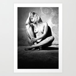 Lonely Beauty. Nude woman in dark dungeon. #8186 Art Print
