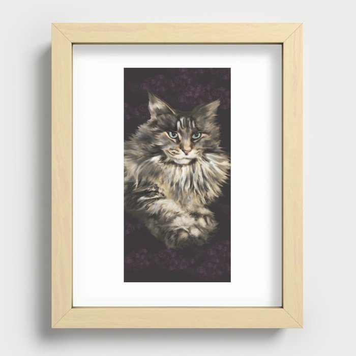 peinture de chat - cat - main coon Recessed Framed Print