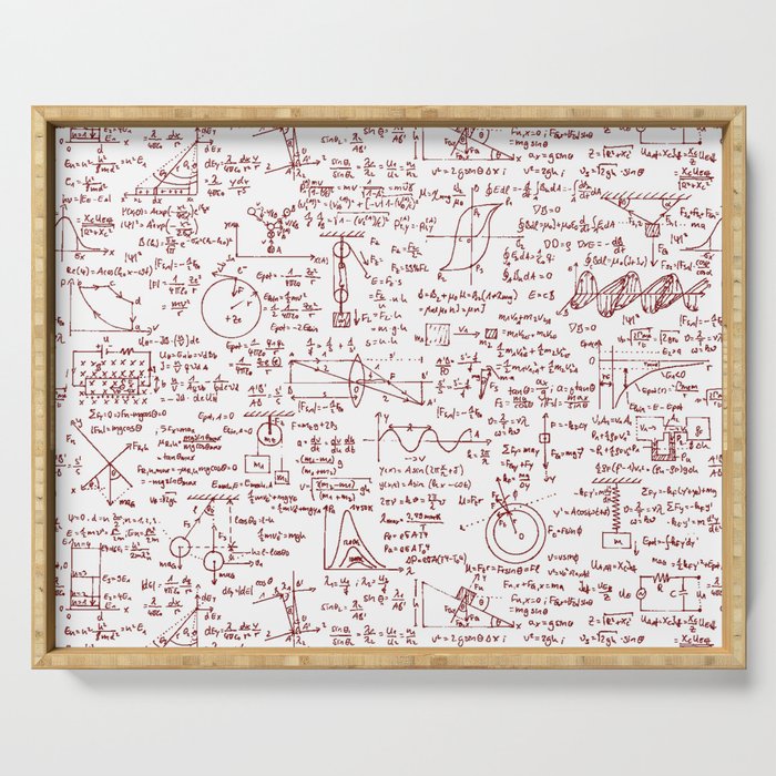 Physics Equations in Red Pen Serving Tray