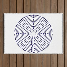 Cathedral of Our Lady of Chartres Labyrinth - Blue Outdoor Rug