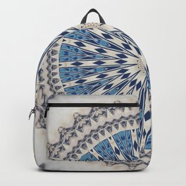 Bright Blue Marble Mandala Design Backpack