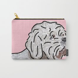 Bichon Frise Mix Dog Portrait Pink Carry-All Pouch