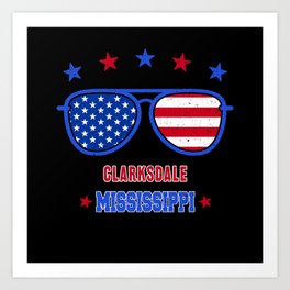 Clarksdale Mississippi Art Print | Mississippi State, Usa Flag Vintage, Mississippi Ctiy, America, American Flag, Clarksdale City, Usa Flag, Graphicdesign, Mississippi, Clarksdale 