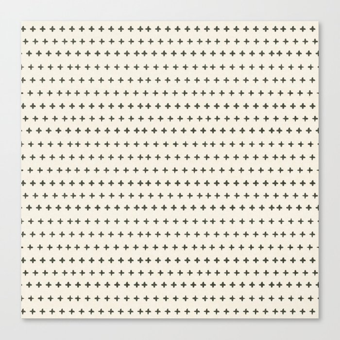 woven crosses - olive on cream Canvas Print