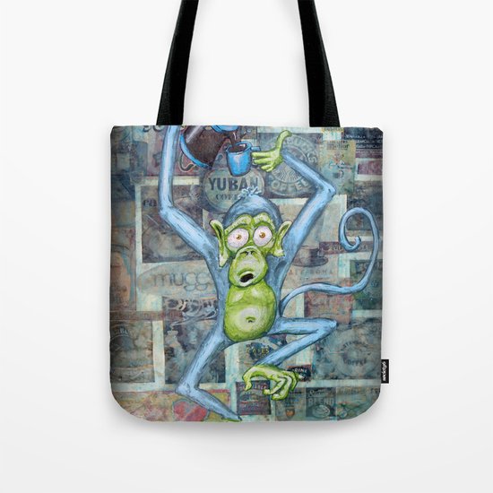Rebecca's Coffee Drinking Monkey Tote Bag