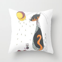 Cat & Mouse Ponder the Universe Throw Pillow